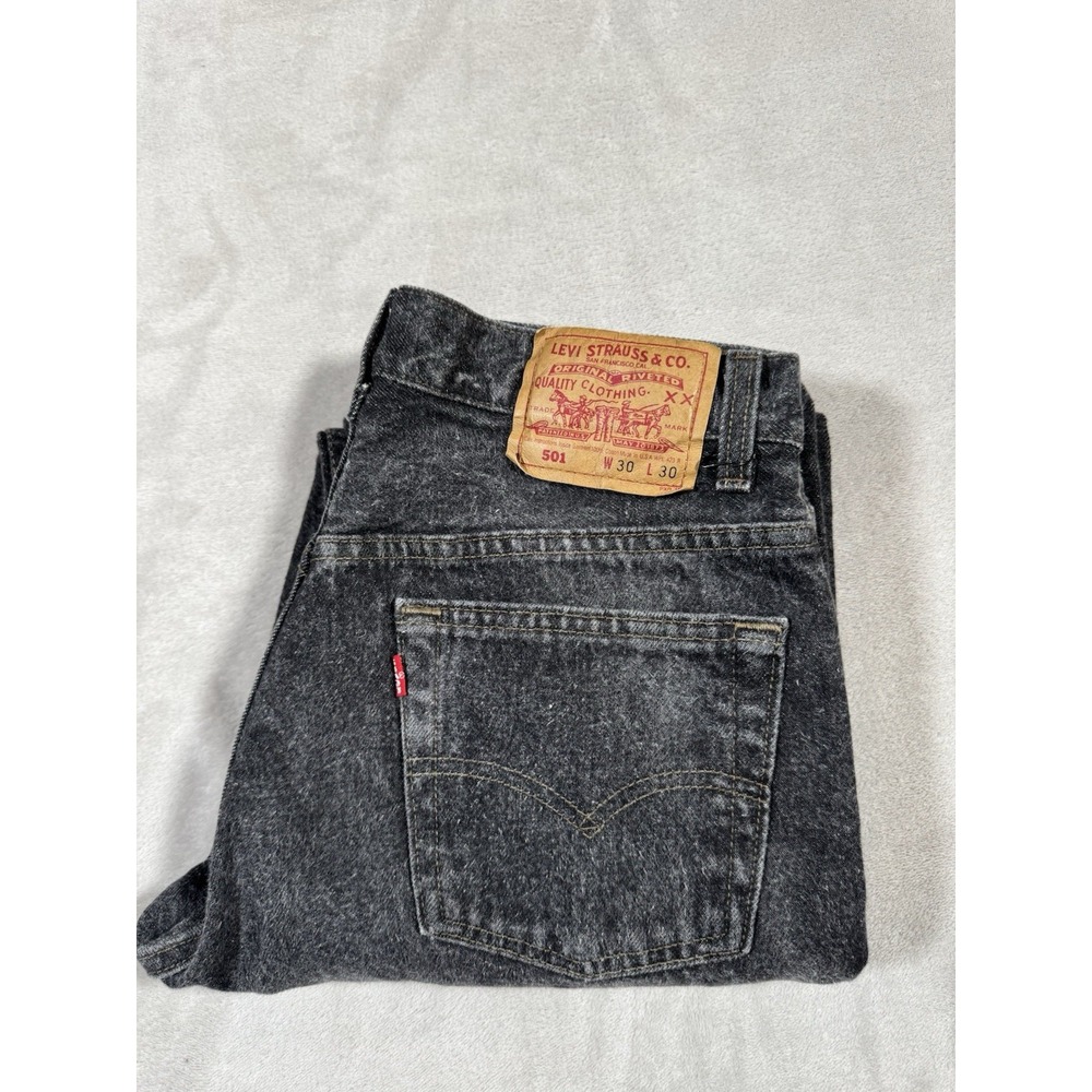 Vintage 90s Levis 501xx 0658 Jeans Size 30x30 (Fit 29x29) Black Fuzzy MINT
